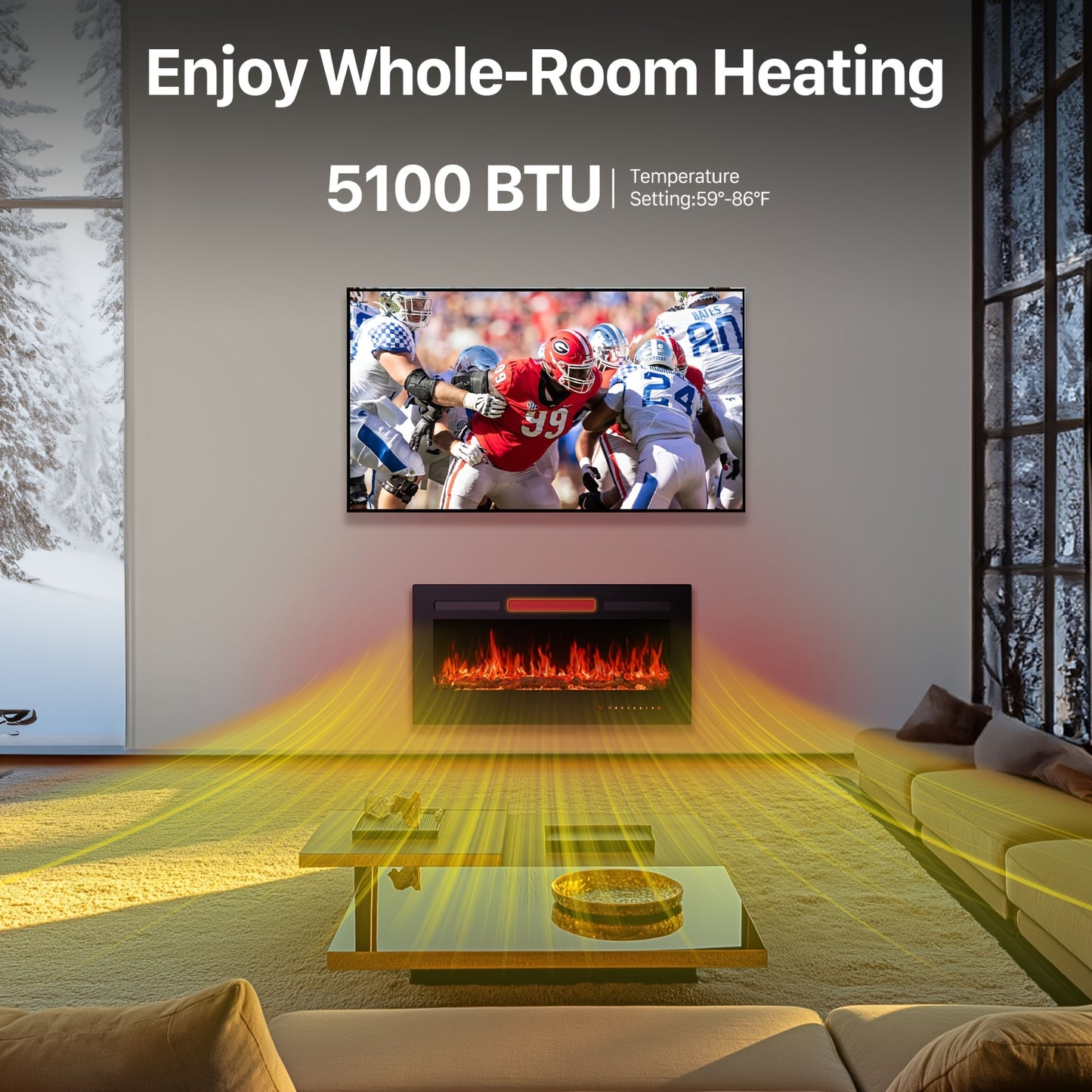 Multifunctional Electric Fireplace 3 Sizes Adjustable Electric Fireplace - Classic Black, Multiple Functional Modes - Suitable For Winter Atmosphere
