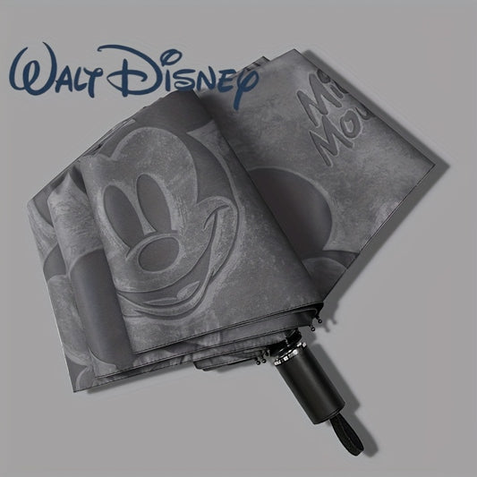 Disney Mickey Mouse Umbrella, Manual Foldable Sunshade, Grey Plastic, Positioning Printing, No Edge Paint, Suitable for Travel Use