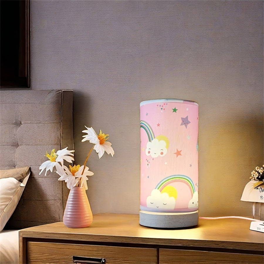 1pc Modern Creative Wooden Table Lamp, Warm Ambient Night Light, Eye-Comforting, USB Powered with Button Control, Ideal for Bedroom, Living Room - No Battery Required