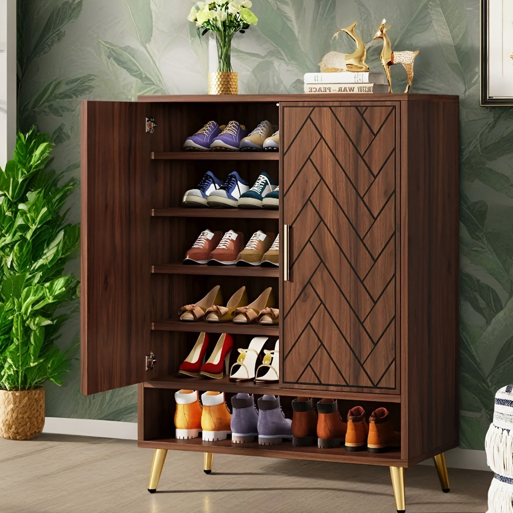 Large Capacity 6-shelf Shoe Cabinet With Adjustable Shelves For 24 Pairs Of Shoes, 6-shelf Shoe Cabinet