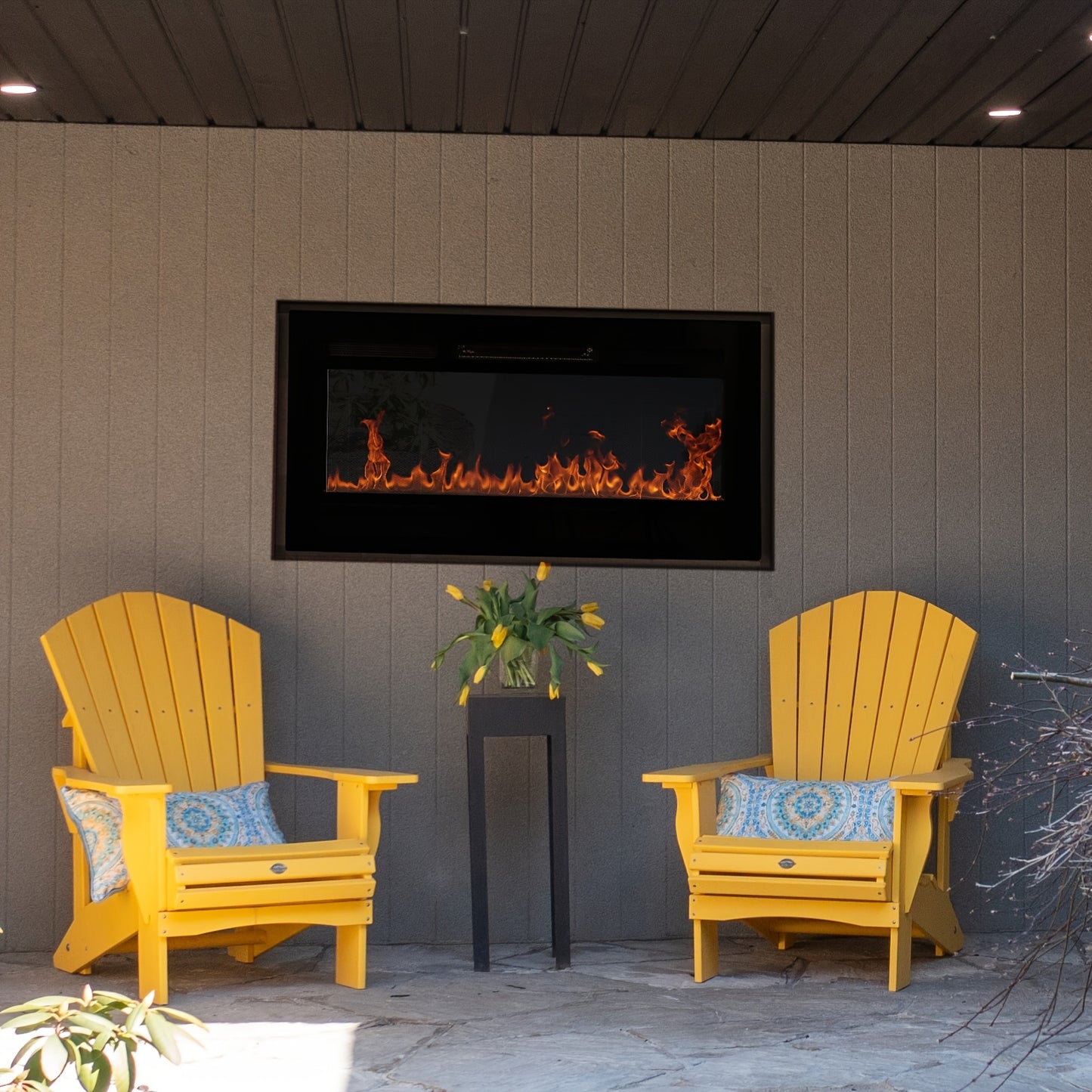 1500W Wall-Mounted Electric Fireplace Heater with Touch Screen, Remote Control, Adjustable Flame Effects, and Timer - Cozy Outdoor Patio Ambiance, Plug-In Power, Cozy Home Ambiance|Sleek Rectangular Design|Wooden Mantel