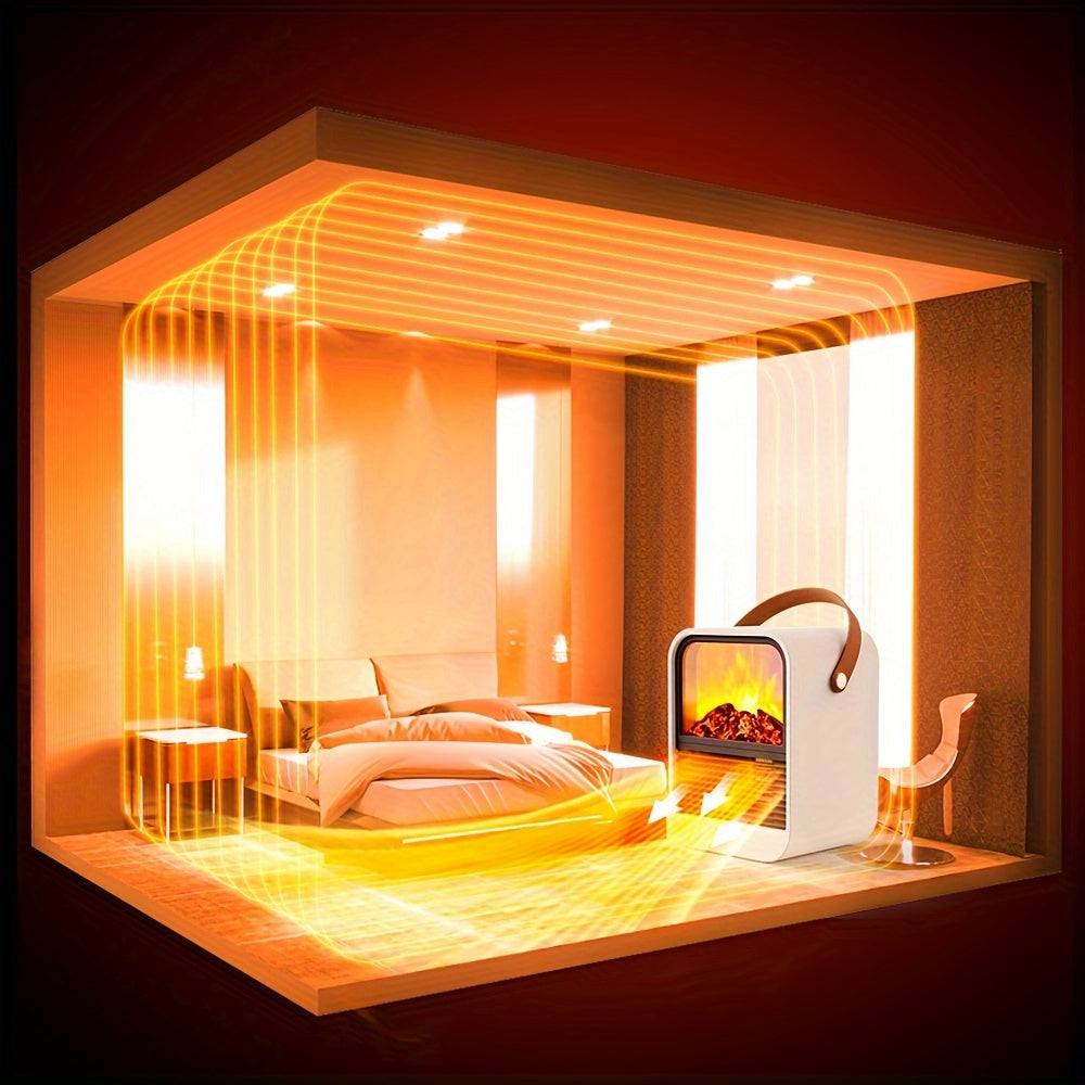 1000W Fast Electric Fireplace Heater Electric Fireplace Heater with Overheat Protection, 3D Flame Effect, Fast PTC Heating, Dual Mode 650W\u002F1000W, Square Plastic Portable Desktop Heater with US Plug, 110V for Bedroom Bathroom Office