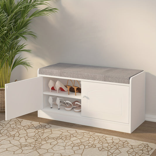 Simple Retro Wooden Shoe Cabinet - 1PC Seat and Stool Integrated, Shoe Changing Stool for Foyer Entrance