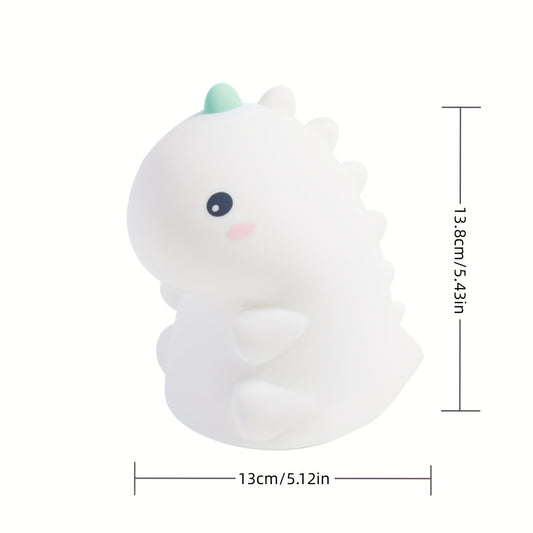 1pc 1200mAh intelligent pat sensor timed dinosaur silicone night light with USB data cable rechargeable cute little dinosaur pat light three-level brightness bedroom bedside lamp desktop reading friend birthday holiday gift