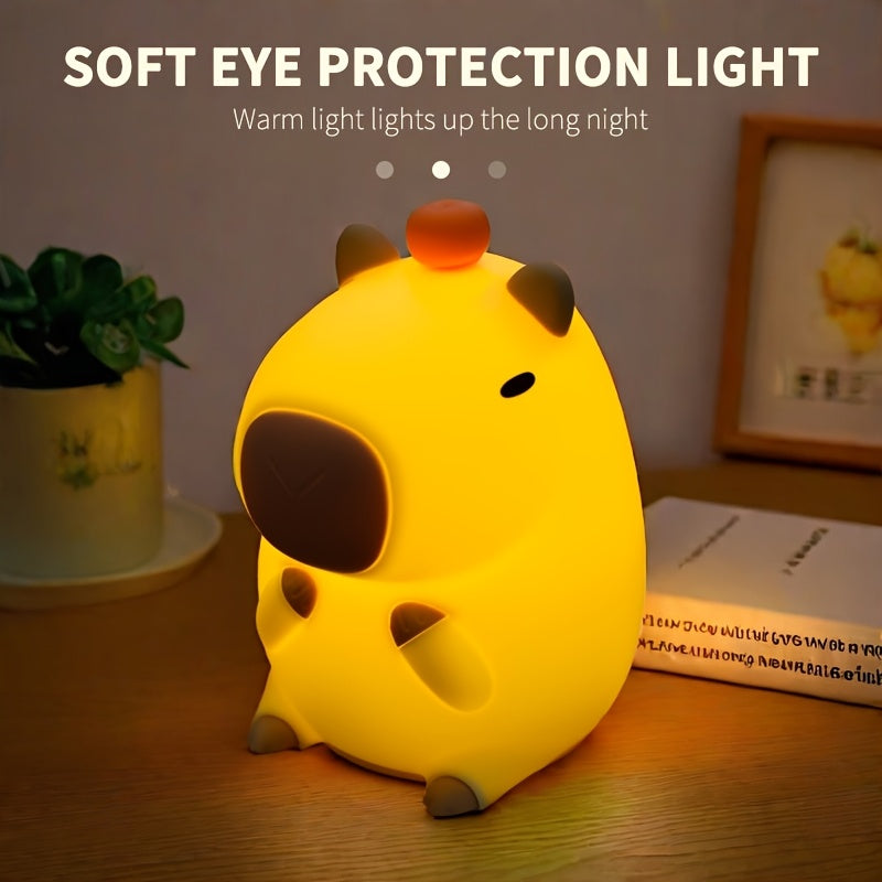 1200mAh USB Rechargeable Capybara Night Light Lamp with Touch Control, Timer Function, and Portable Plastic Shade - Ideal for Various Rooms, Perfect Gift (Pack of 1)