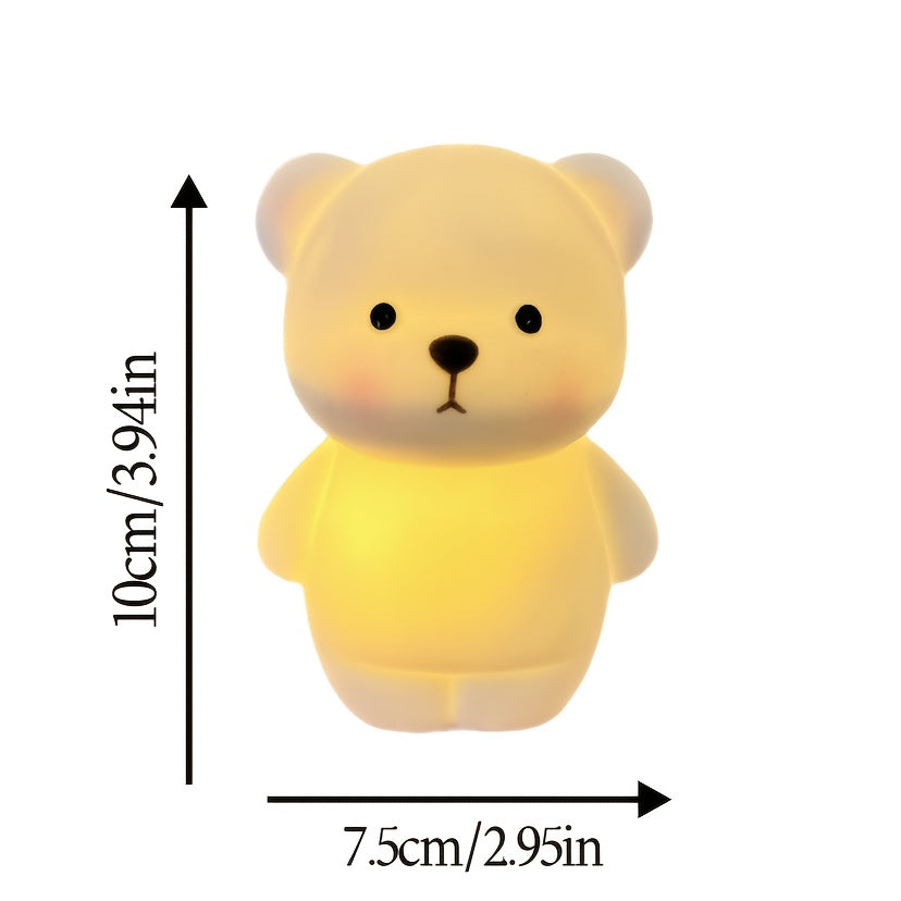 1pc Cute Bear-Shaped Night Light 1pc Cute Bear-Shaped LED Night Light - Battery-Powered, Warm Glow Desk Lamp with Cartoon Design - Ideal for Bedroom, Living Room Decor & Perfect Spring Gift for Girlfriends, Classmates, Family