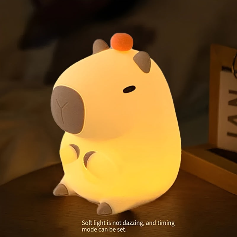 1200mAh USB Rechargeable Capybara Night Light Lamp with Touch Control, Timer Function, and Portable Plastic Shade - Ideal for Various Rooms, Perfect Gift (Pack of 1)