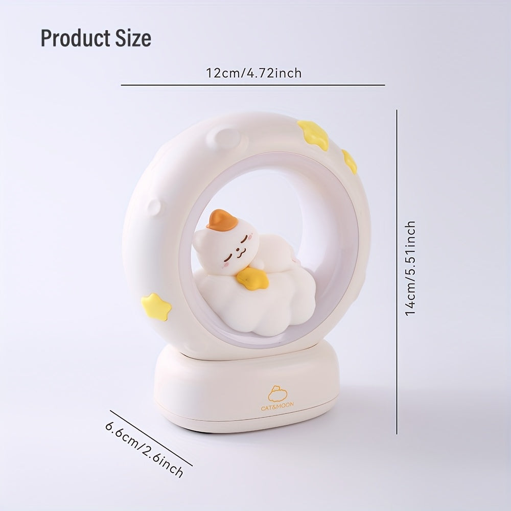 1pc LiHangStar Sleeping Cat Night Light, USB Rechargeable Dimmable LED Table Lamp, 3-Level Brightness Adjustable, Indoor Companion Sleeping Lamp for Bedroom & Living Room, ABS Plastic, Cord Included