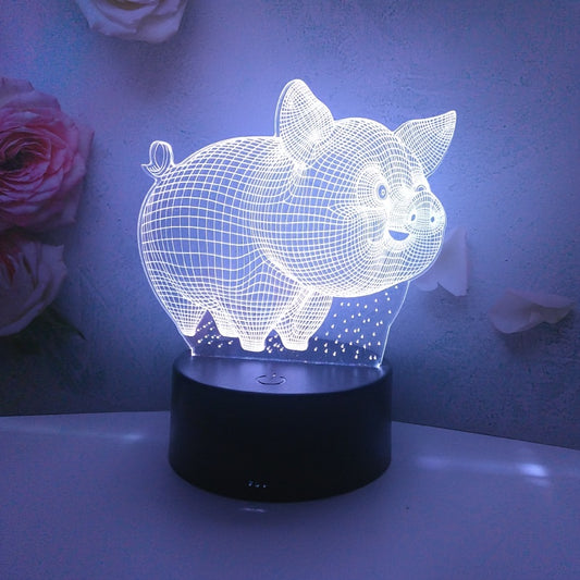 1pc LED Colorful Changing Night Light, Pig Table Lamp with Dual Power USB\u002FBattery, Electronic Components Included for Home Decor Gift