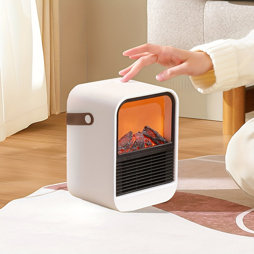 1000W Fast Electric Fireplace Heater Electric Fireplace Heater with Overheat Protection, 3D Flame Effect, Fast PTC Heating, Dual Mode 650W\u002F1000W, Square Plastic Portable Desktop Heater with US Plug, 110V for Bedroom Bathroom Office