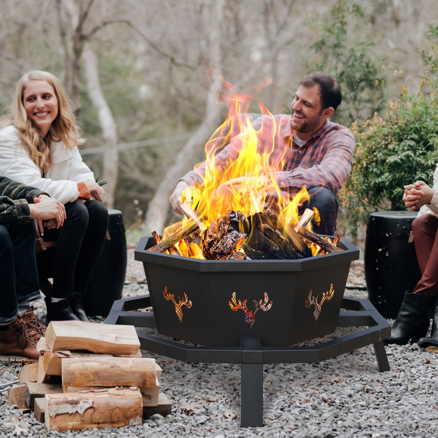Wood-Burning Fire Pit Table 35\
