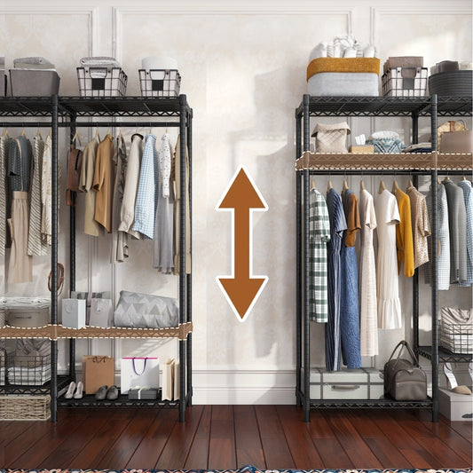 1pc Heavy Duty Metal Garment Rack with Cover, 795 LBS Load Capacity, Portable Freestanding Closet Organizer for Bedroom, Lacquered Finish, Wire Hanging Clothes Storage - 56.1\