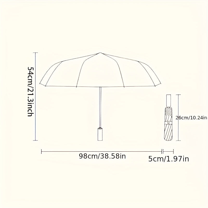 1pc Disney Stitch Manual Cartoon Umbrella, 3-Fold Portable Transparent Sunshade, Casual Cute Fashion Style, Steel & Plastic Material, Foldable Feature
