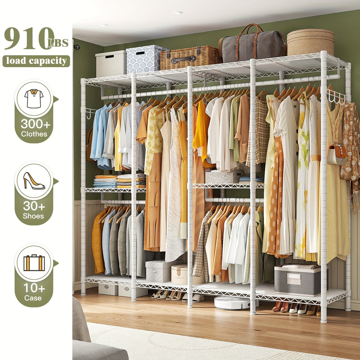 Easter Bonus, Clothes Rack, Clothing Rack Heavy Duty Clothing Racks For Hanging Clothes 910LBS, Metal Garment Rack Heavy Duty Clothes Rack Freestanding Wardrobe Closet Rack, 75\