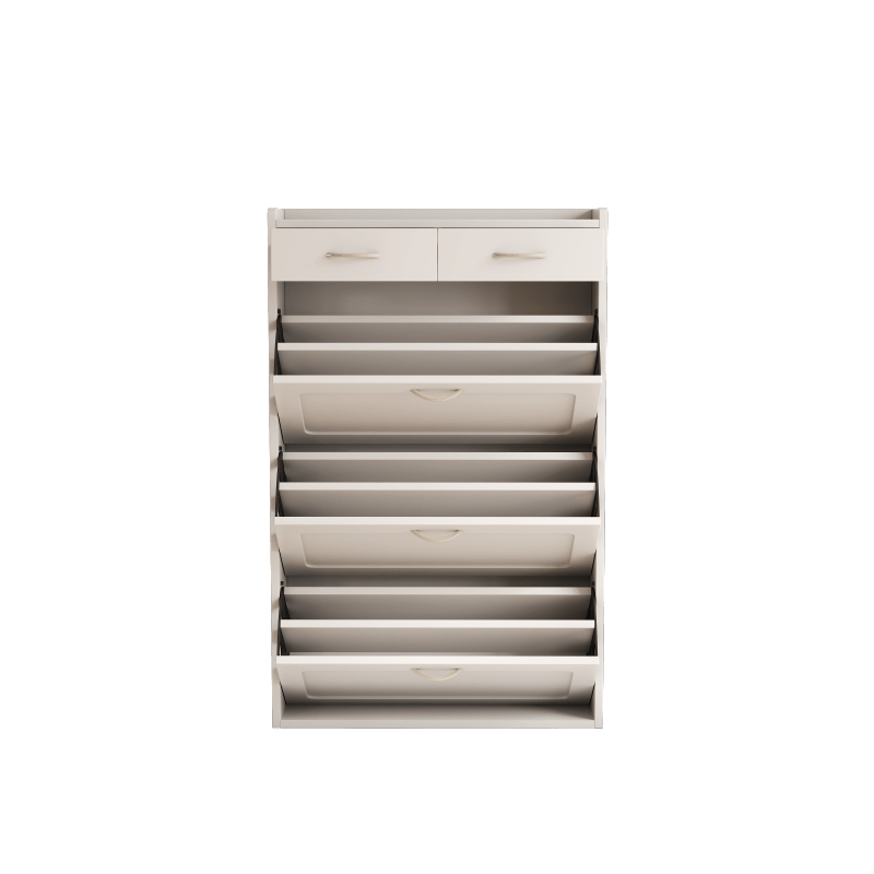 31.49 Inches of White Solid Wood Shoe Cabinet Three-Layer Flip Bucket Shoe Storage Cabinet Simple And Generous for a Variety of Home Style White Solid Wood Shoe Cabinet
