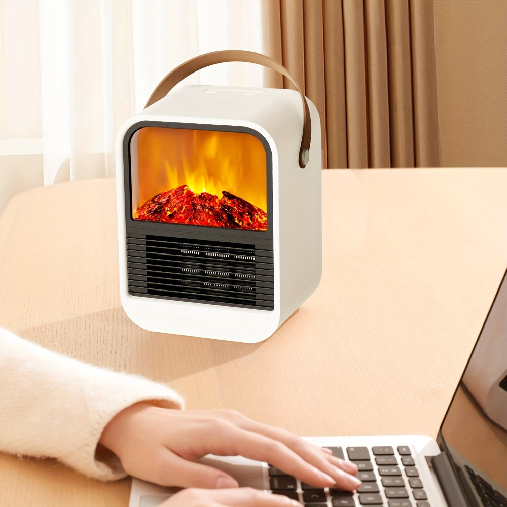 1000W Fast Electric Fireplace Heater Electric Fireplace Heater with Overheat Protection, 3D Flame Effect, Fast PTC Heating, Dual Mode 650W\u002F1000W, Square Plastic Portable Desktop Heater with US Plug, 110V for Bedroom Bathroom Office