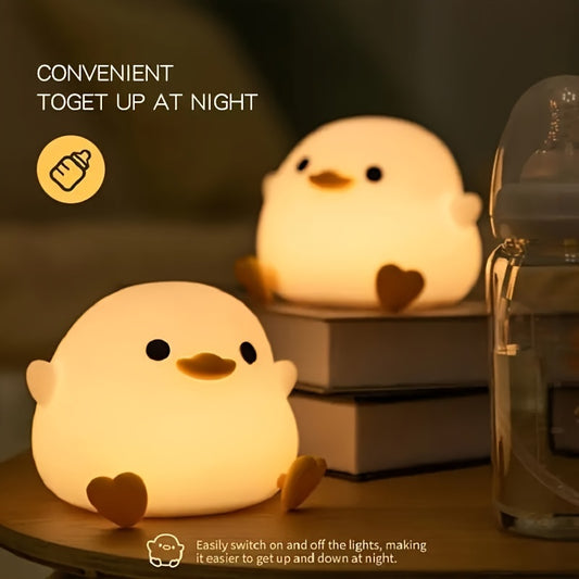 1pc Cute Duck-Shaped Table Lamp, Geometric Pattern, White Matte Finish, Battery Powered, Switch-included, Plastic Shade, G13 Bulb Base, ≤36V, Eye-Caring Bedside Reading & Nursery Night Light, Ideal Birthday Gift