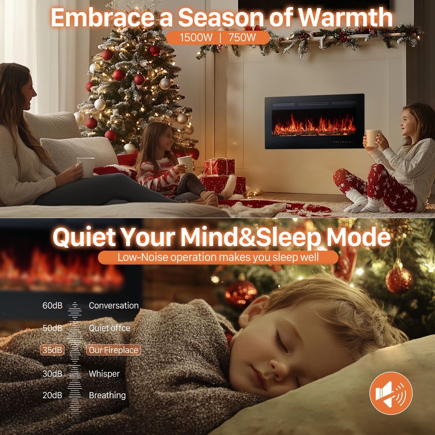 Multifunctional Electric Fireplace 3 Sizes Adjustable Electric Fireplace - Classic Black, Multiple Functional Modes - Suitable For Winter Atmosphere