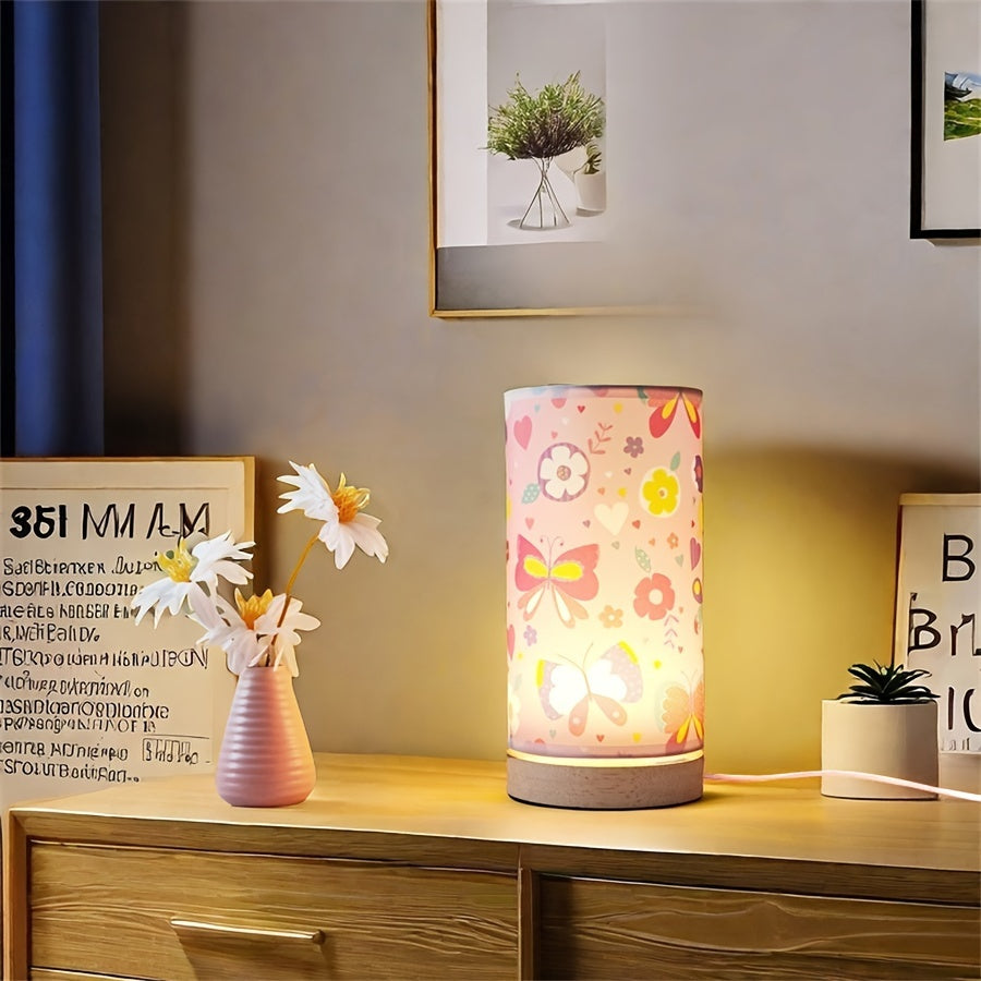 1pc Modern Creative Wooden Table Lamp, Warm Ambient Night Light, Eye-Comforting, USB Powered with Button Control, Ideal for Bedroom, Living Room - No Battery Required
