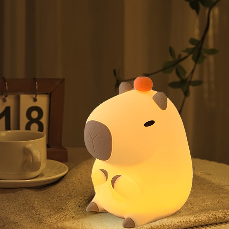 1200mAh USB Rechargeable Capybara Night Light Lamp with Touch Control, Timer Function, and Portable Plastic Shade - Ideal for Various Rooms, Perfect Gift (Pack of 1)